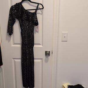 Justice Black One Shoulder Jumpsuit Girls Size 10